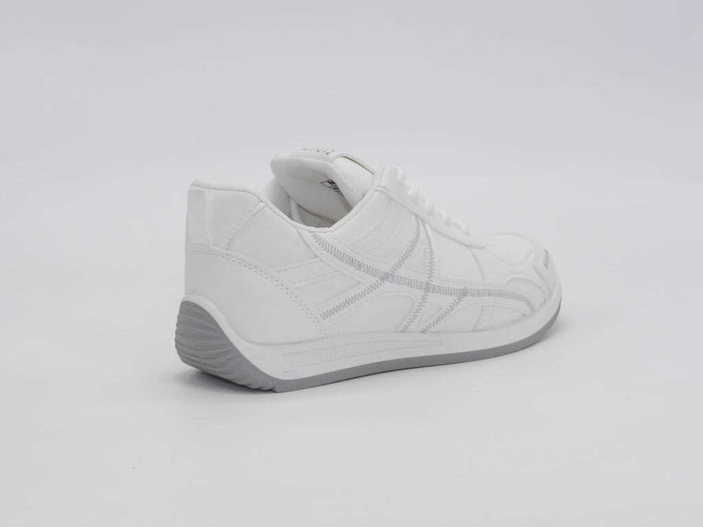 Women's Faux Leather Lace-Up Sneakers — White