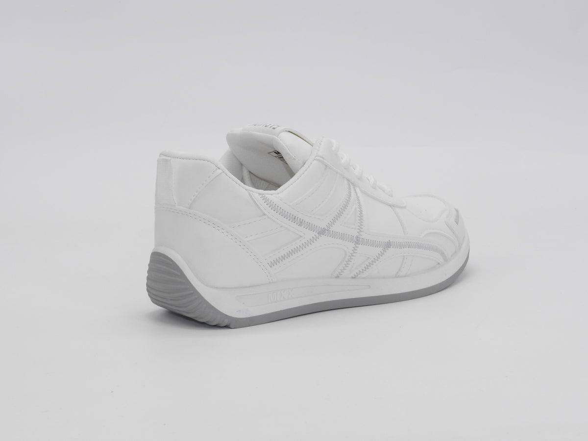 Women's Faux Leather Lace-Up Sneakers — White
