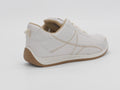 Women's Faux Leather Lace-Up Sneakers — Beige