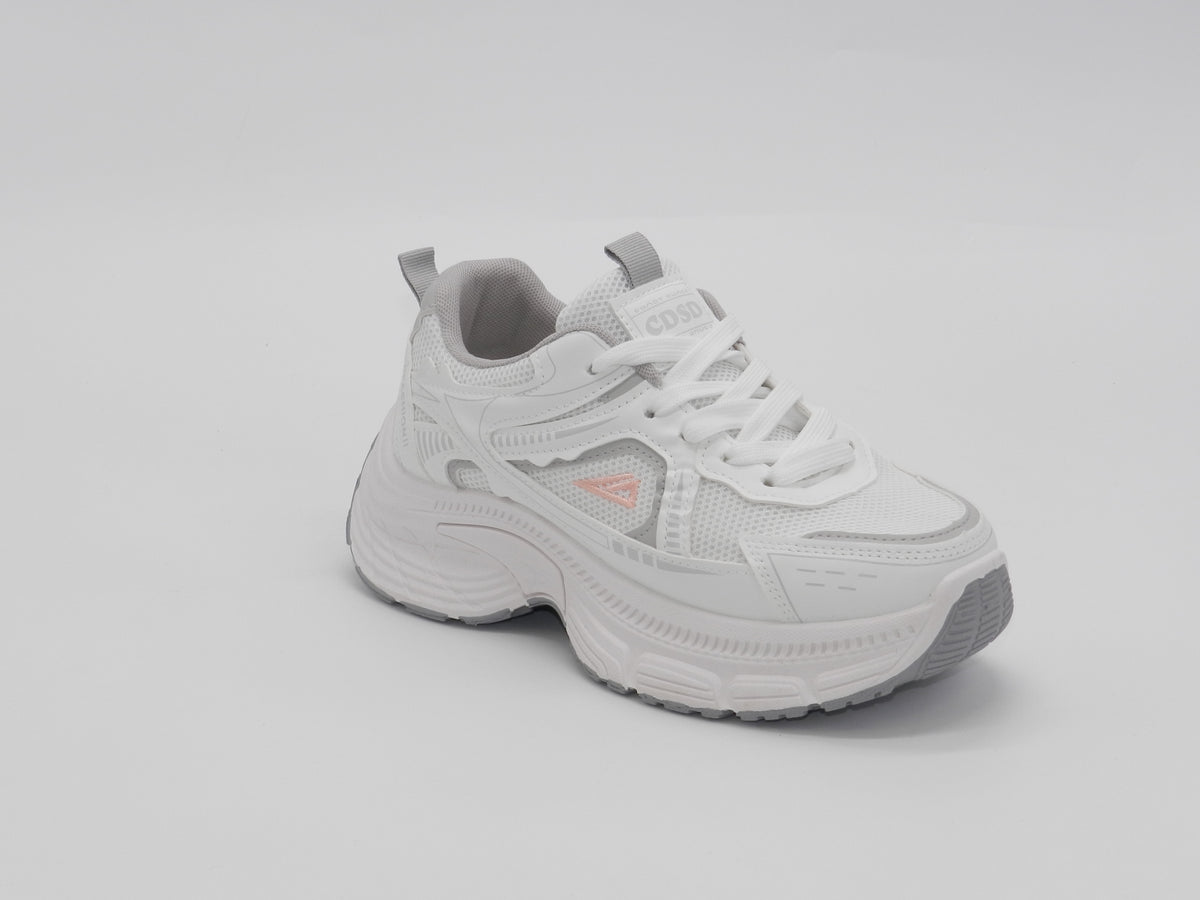 Women's Mesh Chunky Sneaker — White/Rose