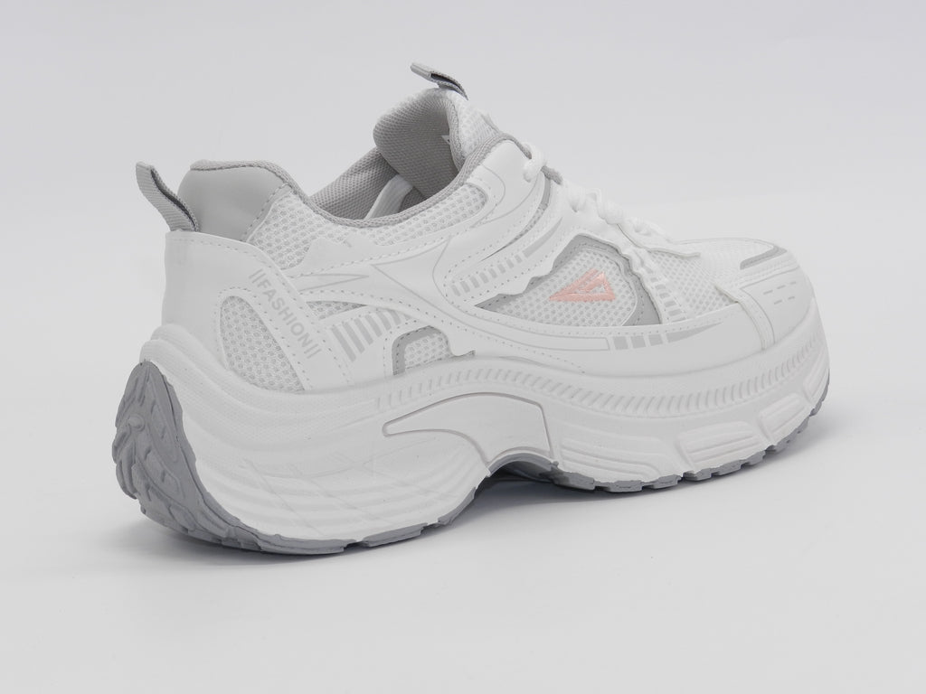 Women's Mesh Chunky Sneaker — White/Rose