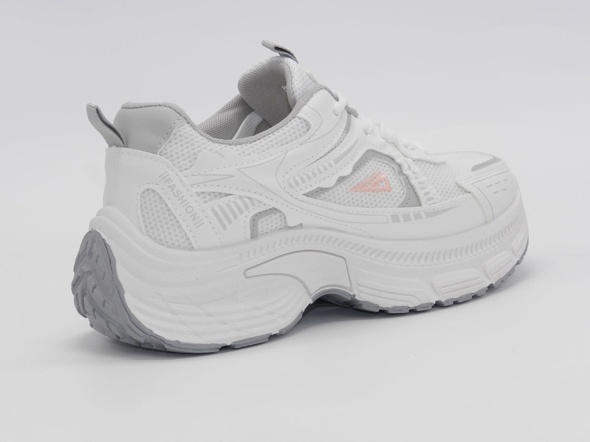 Women's Mesh Chunky Sneaker — White/Rose