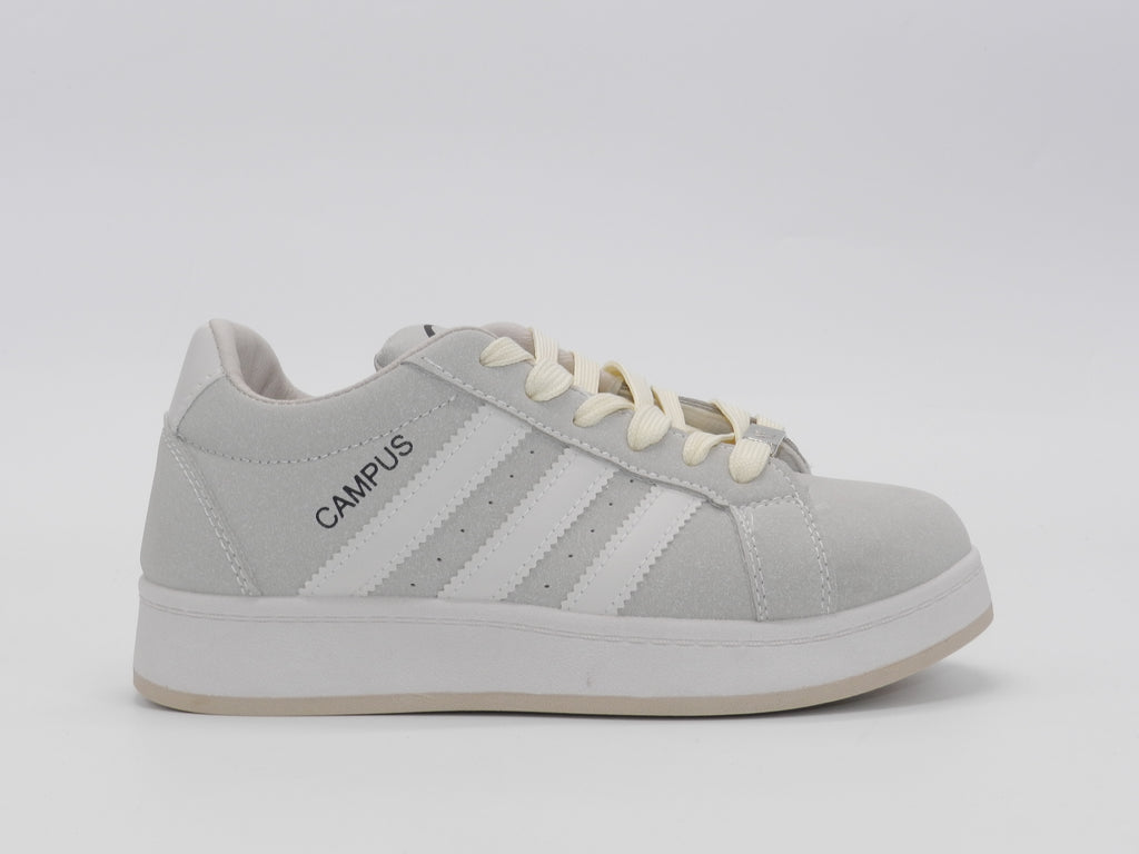 Women's Suede Low-Top Sneaker — Beige