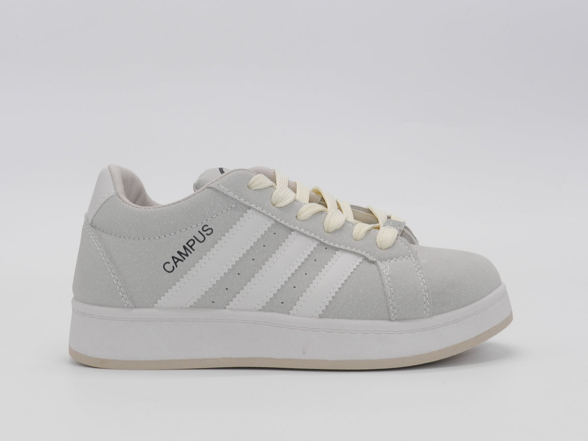Women's Suede Low-Top Sneaker — Beige
