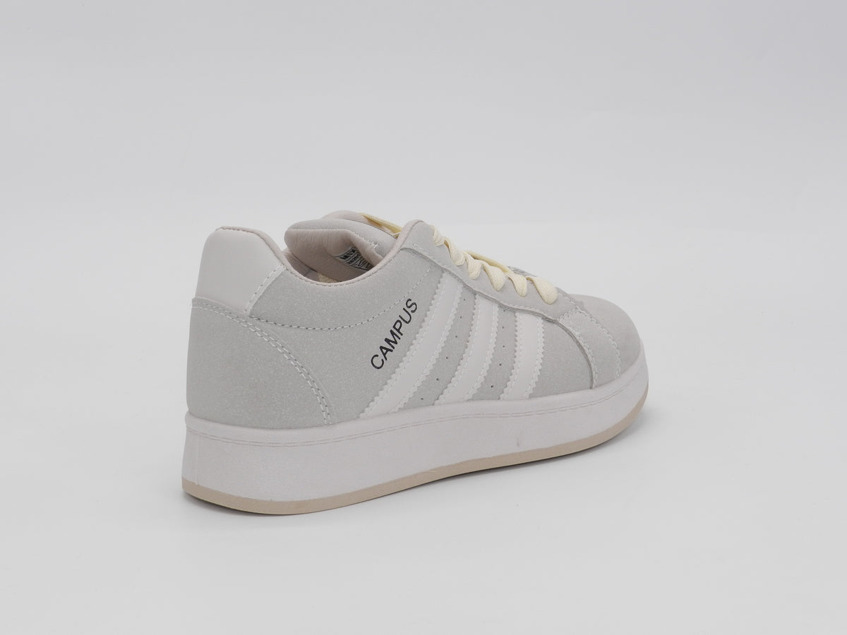 Women's Suede Low-Top Sneaker — Beige