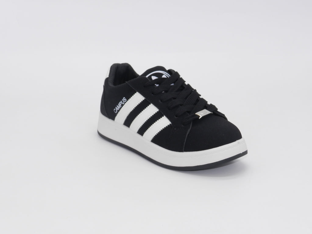 Women's Suede Low-Top Sneaker — Black