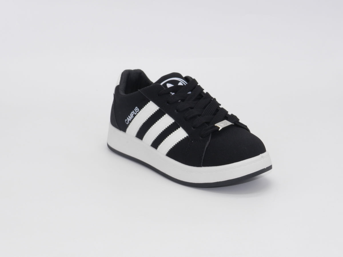 Women's Suede Low-Top Sneaker — Black