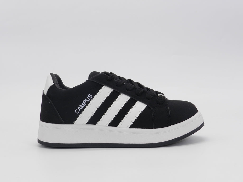 Women's Suede Low-Top Sneaker — Black