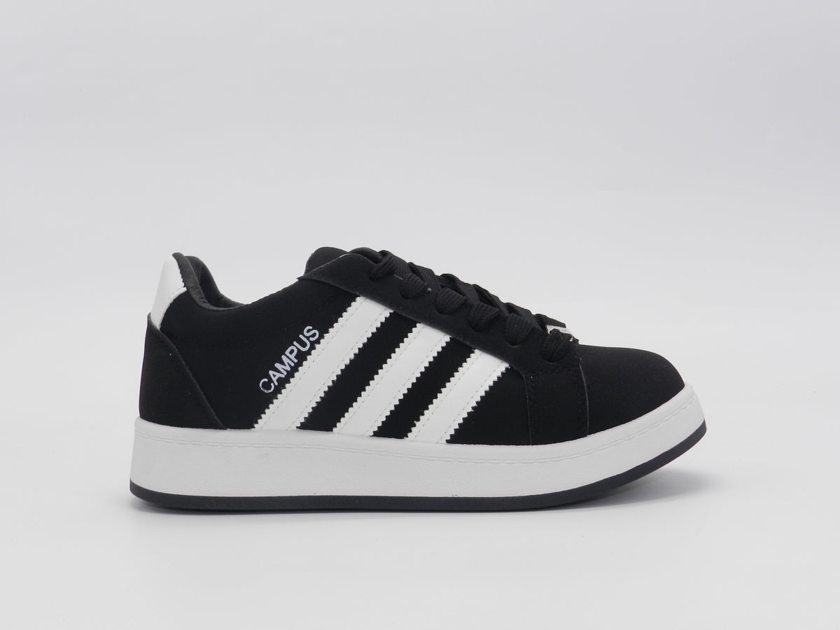 Women's Suede Low-Top Sneaker — Black