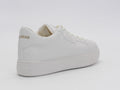 Women's Faux Leather Lace-Up Platform Sneaker — Beige