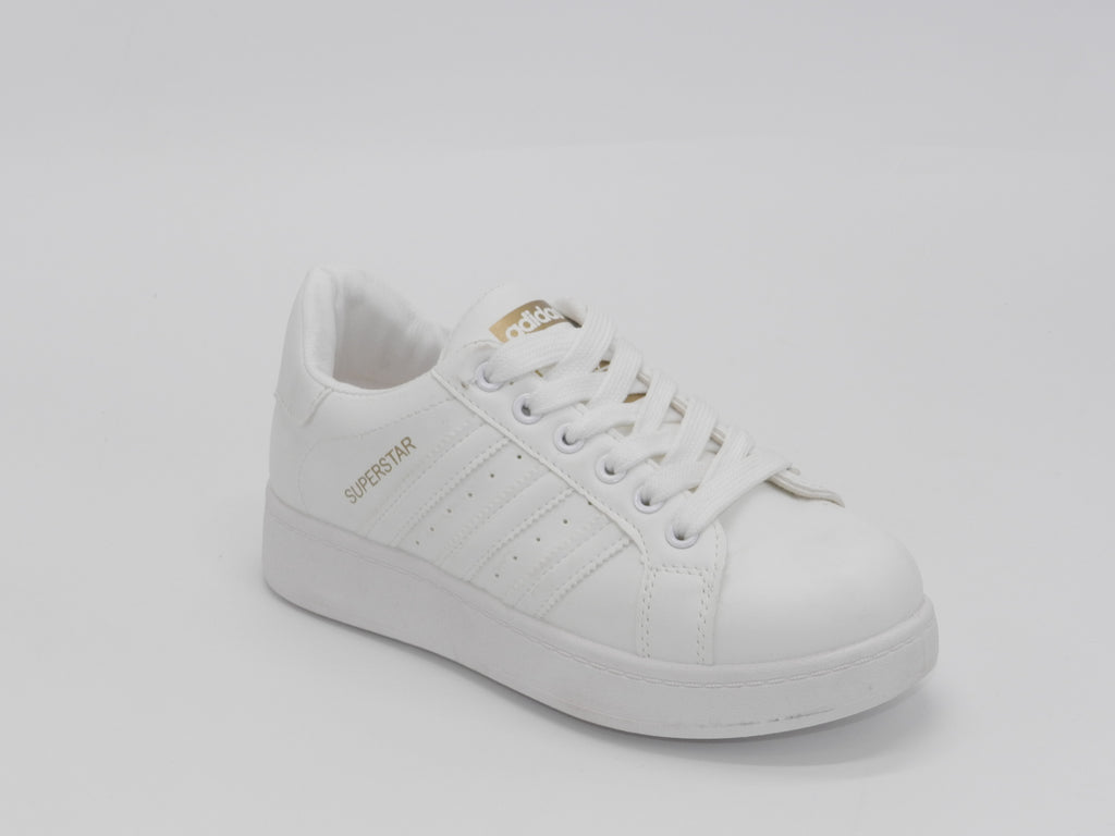 Women's Faux Leather Low-Top Sneaker — White