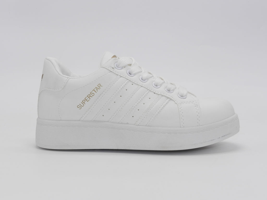 Women's Faux Leather Low-Top Sneaker — White