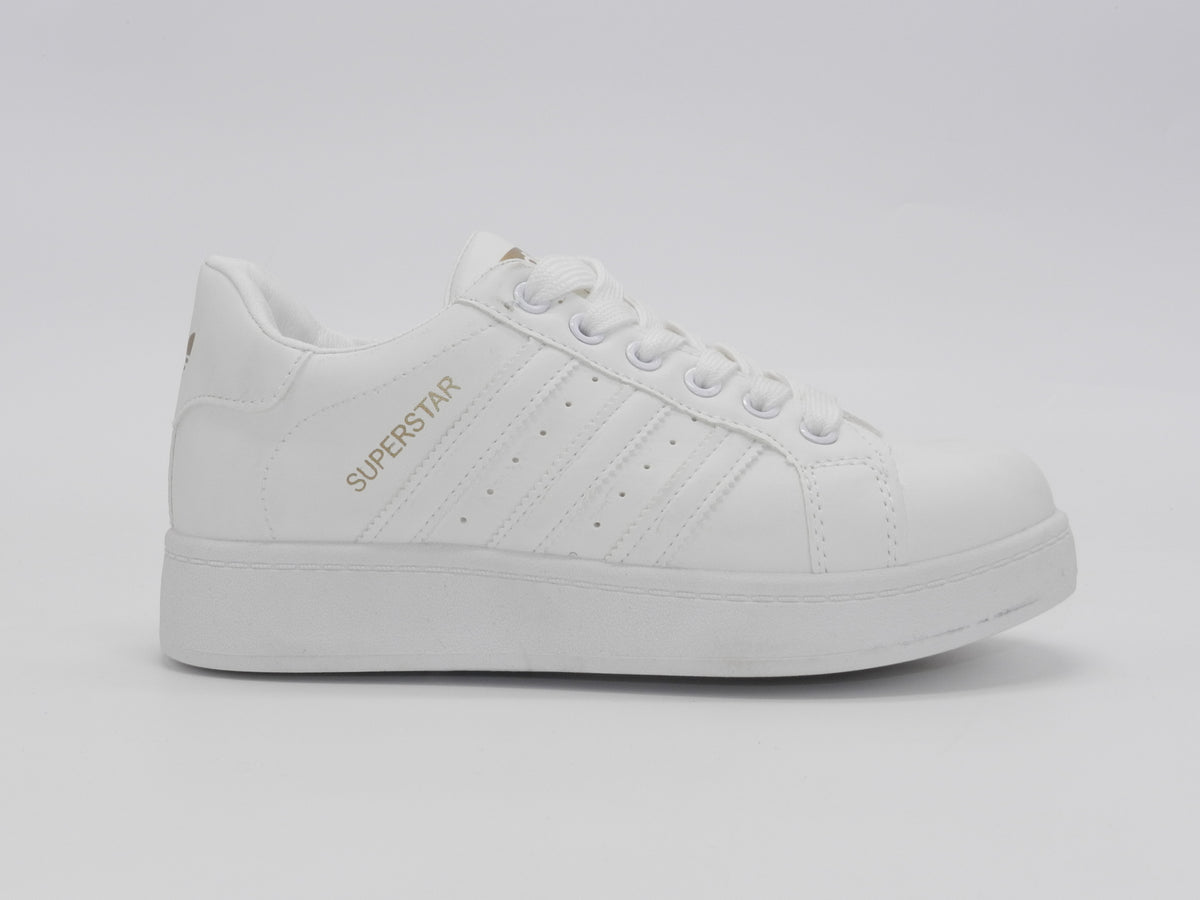 Women's Faux Leather Low-Top Sneaker — White