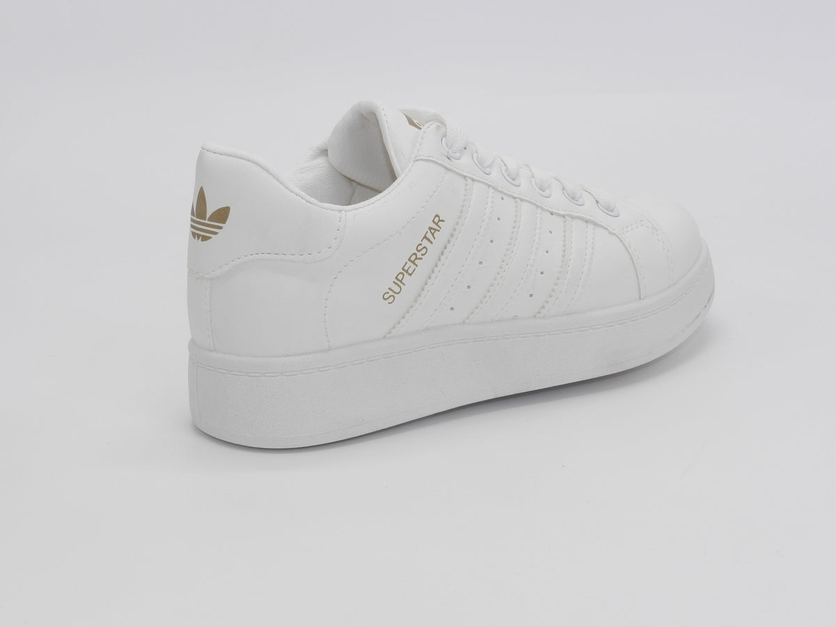 Women's Faux Leather Low-Top Sneaker — White