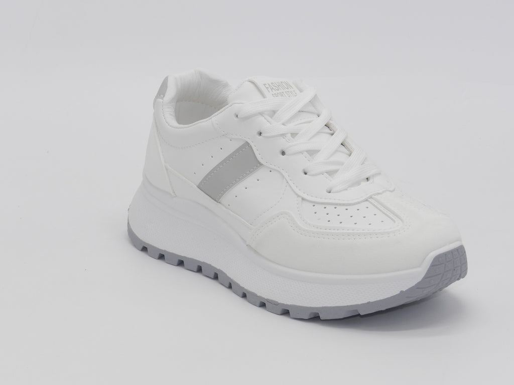 Women's Faux Leather Platform Sneaker — White