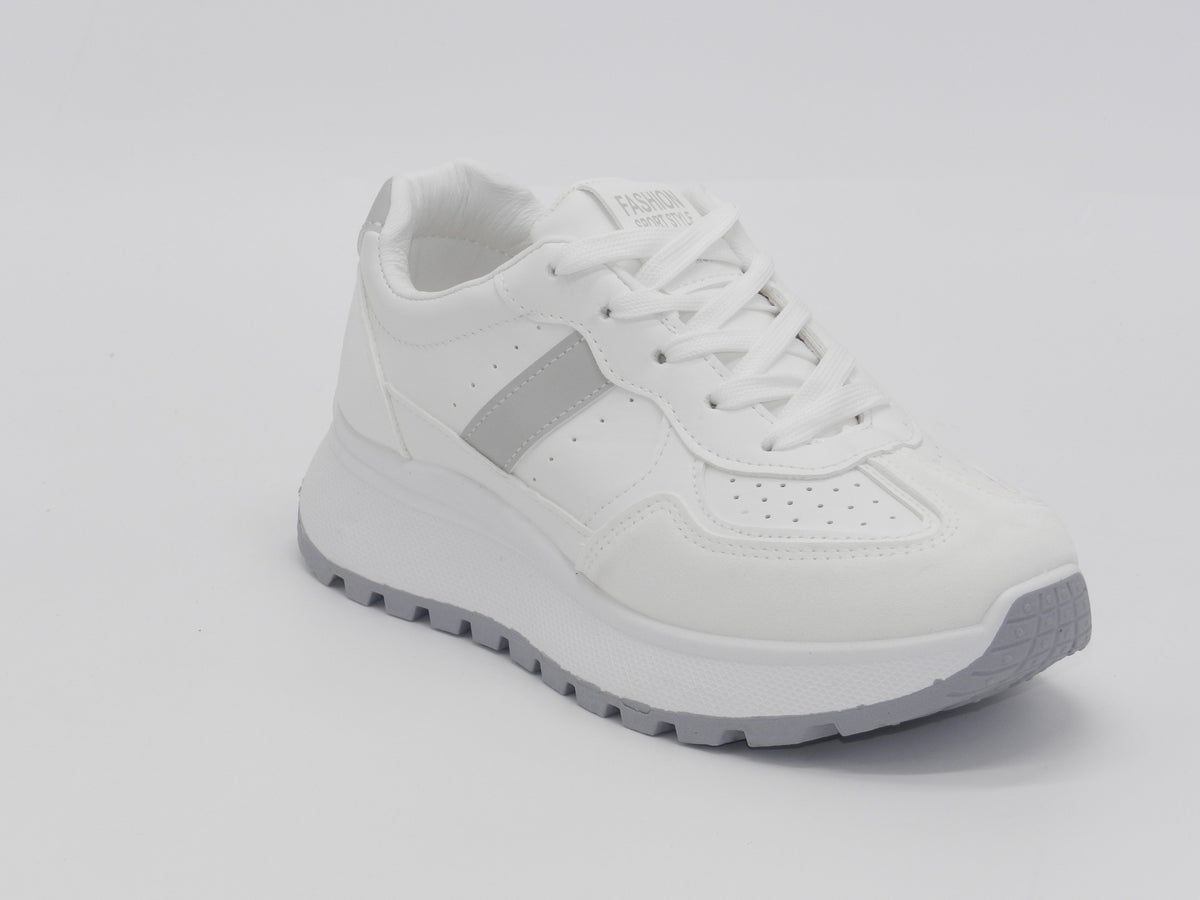 Women's Faux Leather Platform Sneaker — White