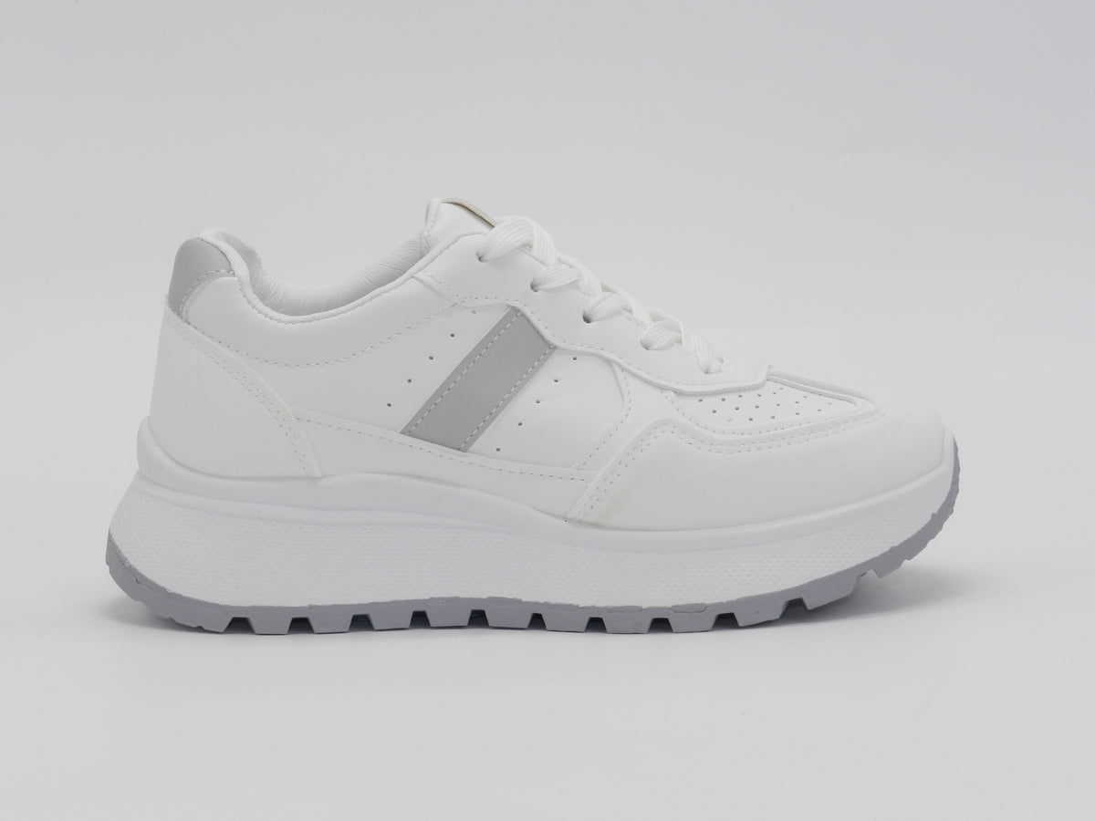 Women's Faux Leather Platform Sneaker — White