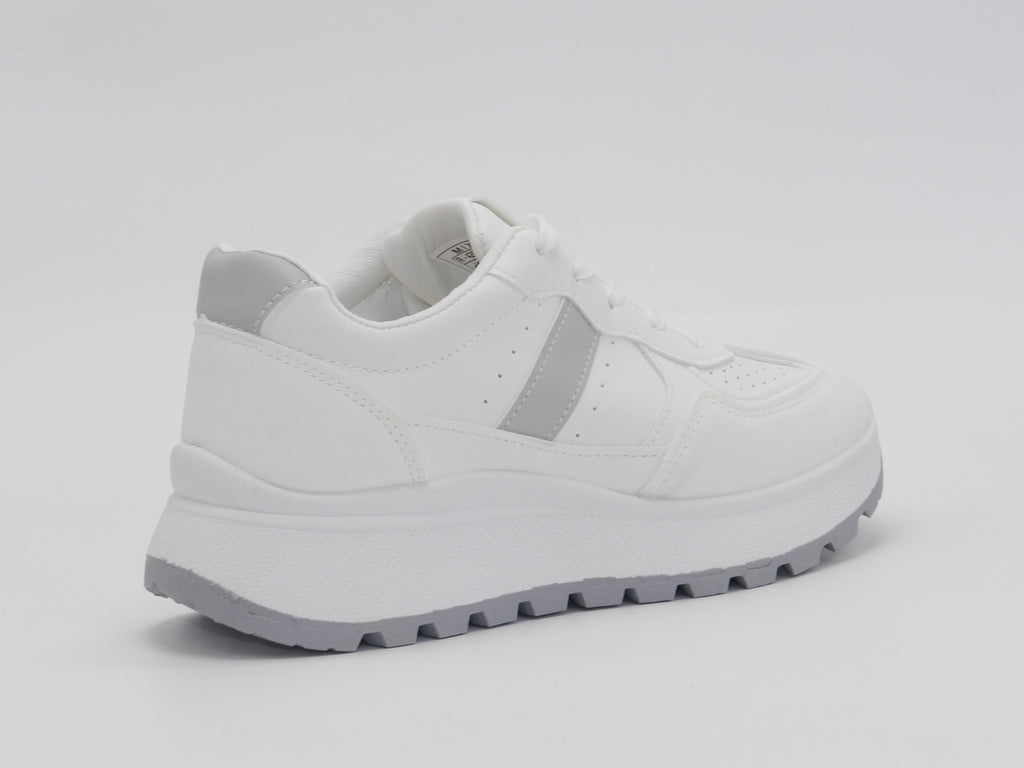 Women's Faux Leather Platform Sneaker — White