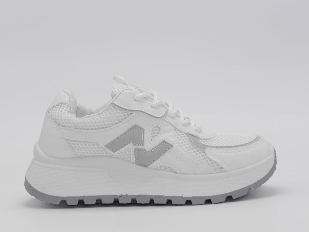 Women's Mesh Lace-Up Sneakers — White