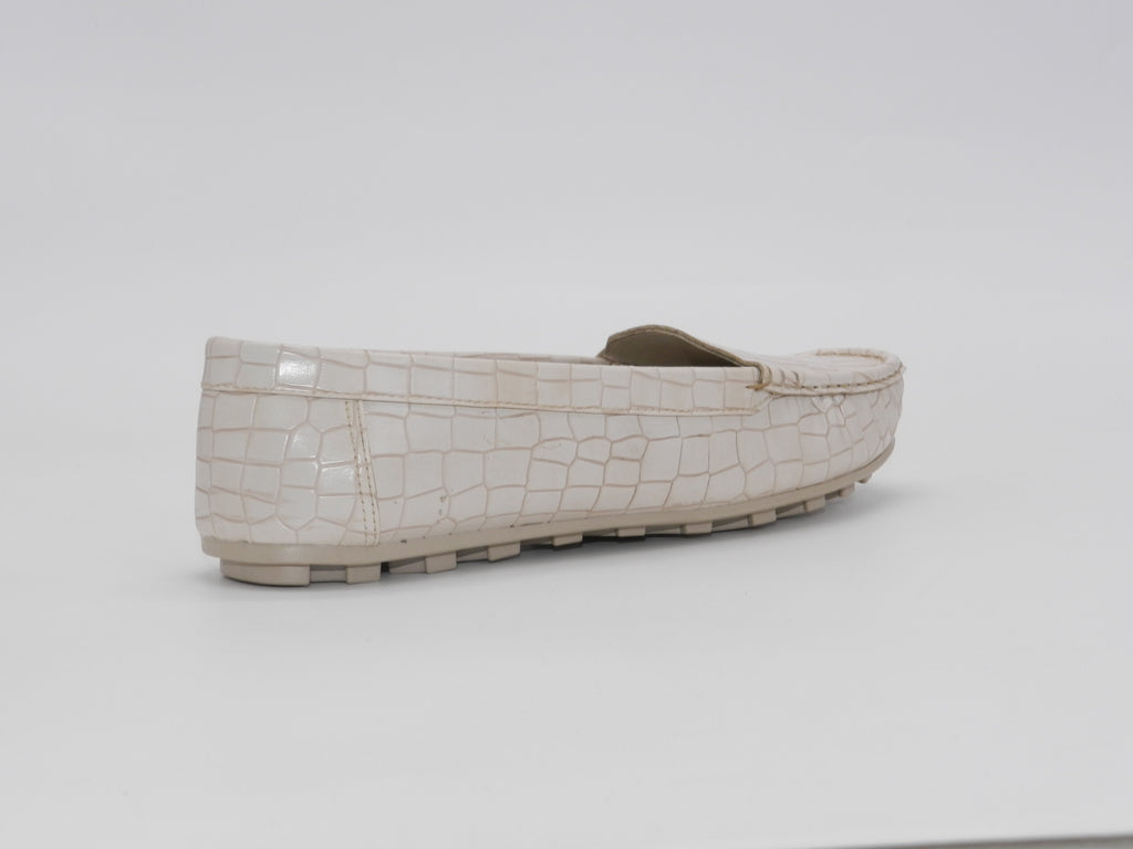 Women's Croc-Embossed Slip-On Loafer Flat — Beige