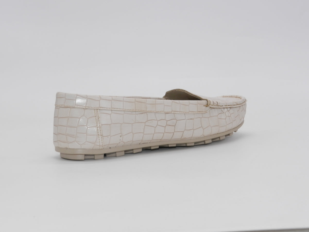 Women's Croc-Embossed Slip-On Loafer Flat — Beige