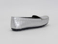 Women's Croc-Embossed Slip-On Loafer Flat — Silver
