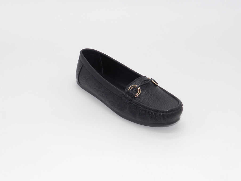 Women's Faux Leather Slip-On Loafer — Black