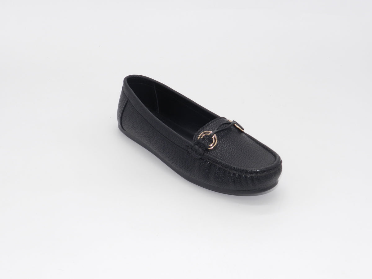 Women's Faux Leather Slip-On Loafer — Black