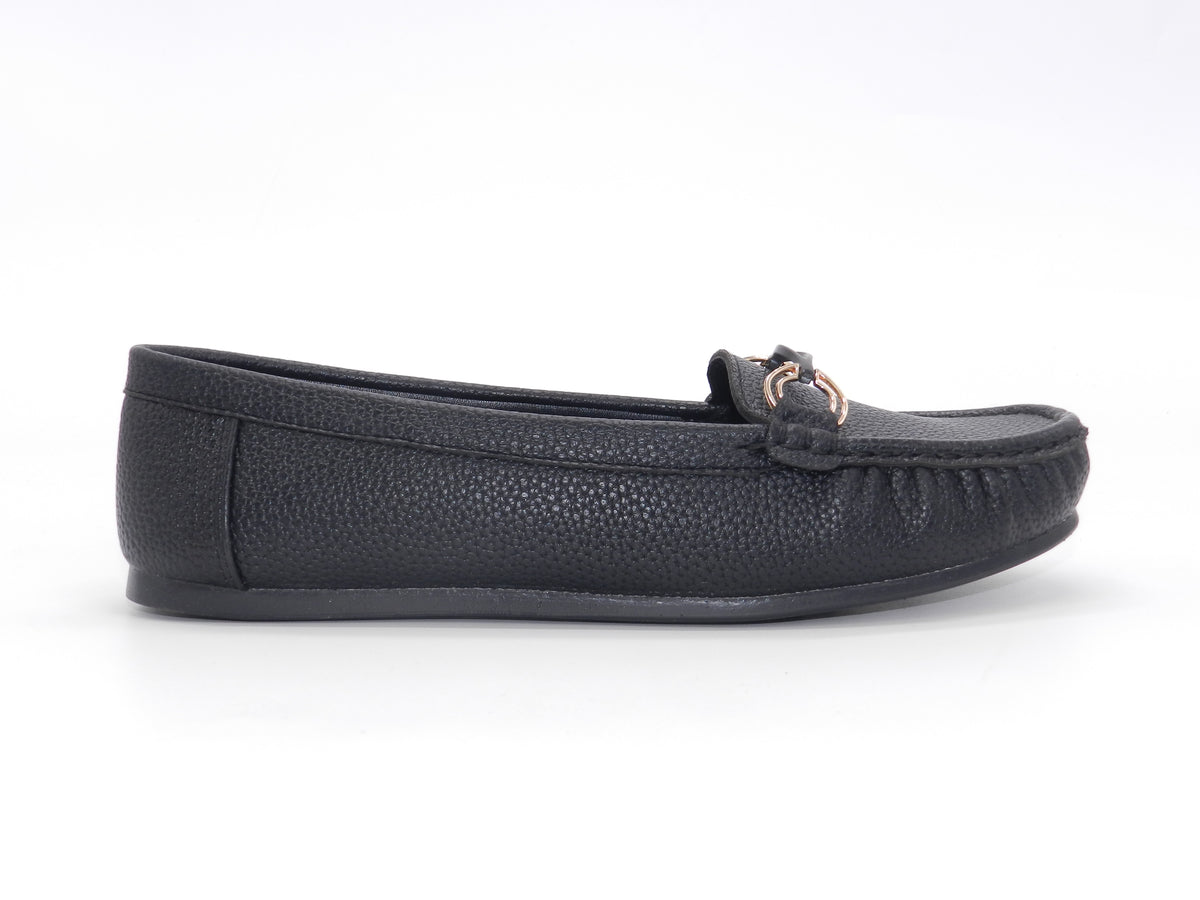 Women's Faux Leather Slip-On Loafer — Black