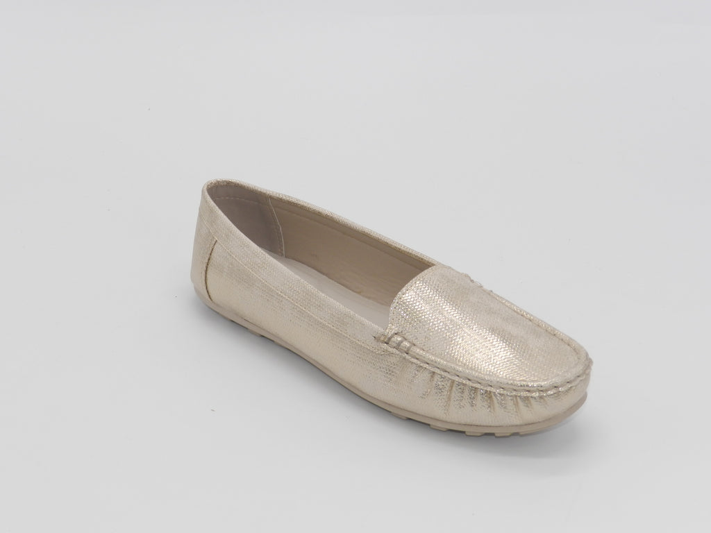 Women's Textured Flat Loafer — Gold