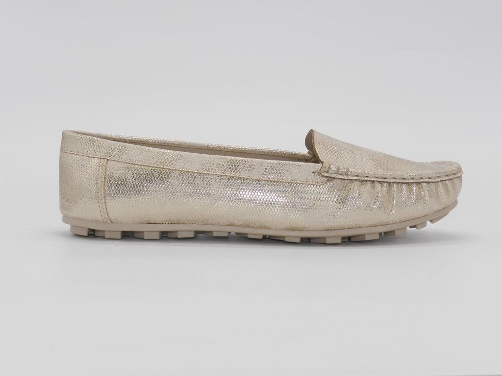 Women's Textured Flat Loafer — Gold