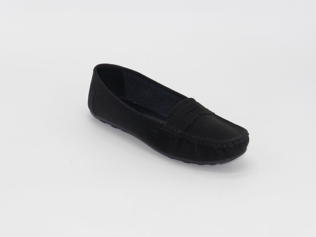 Women's Suede Slip-On Flat — Suede Black