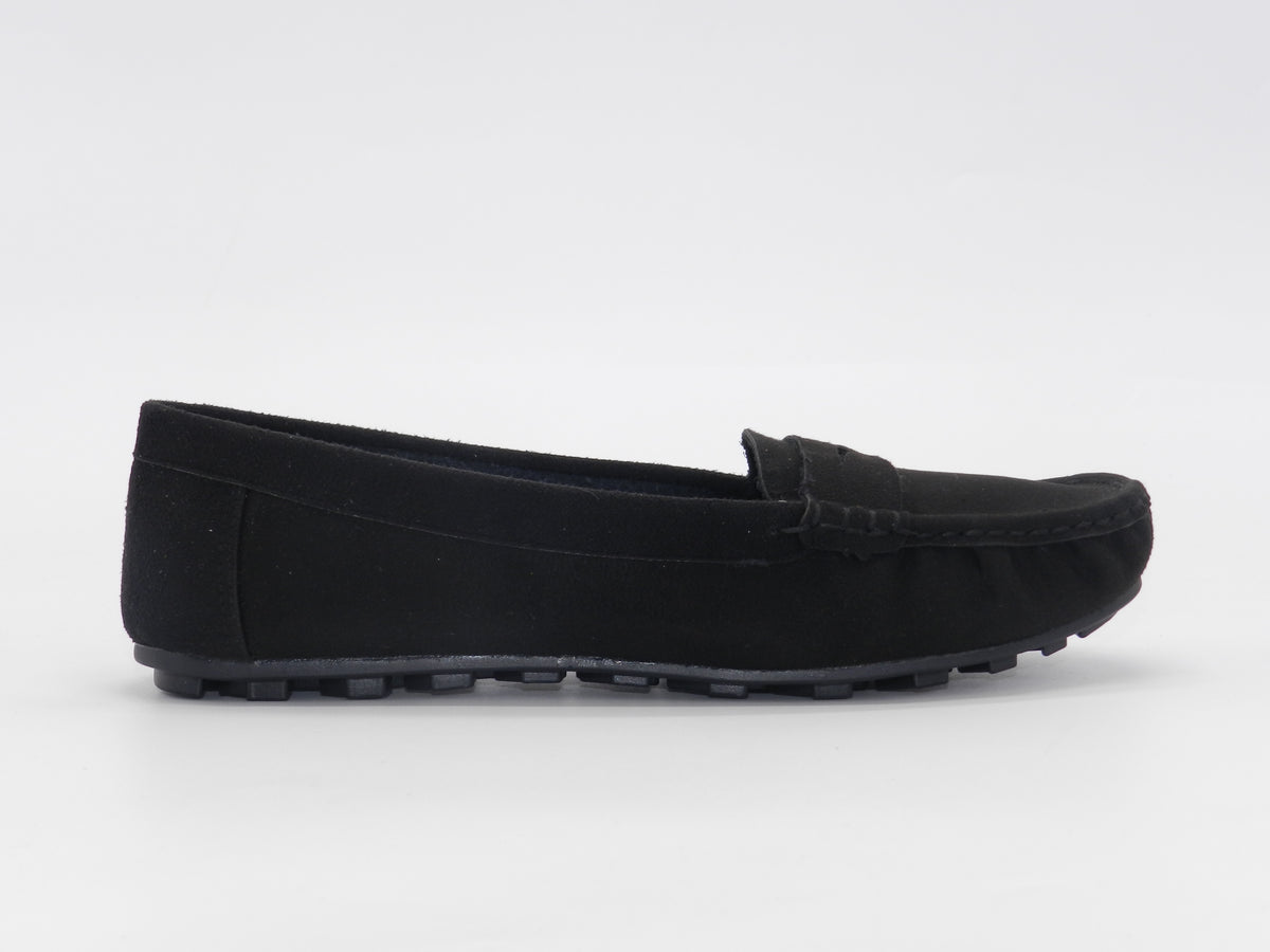 Women's Suede Slip-On Flat — Suede Black