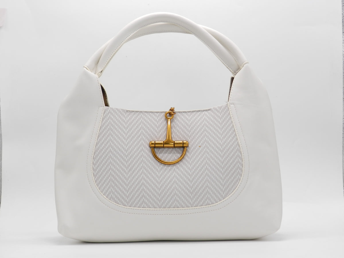 Women's Faux Leather Structured Hobo Bag — White