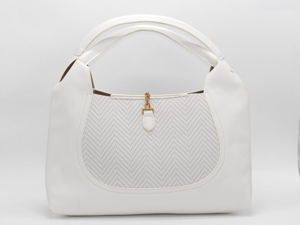 Women's Faux Leather Structured Hobo Bag — White