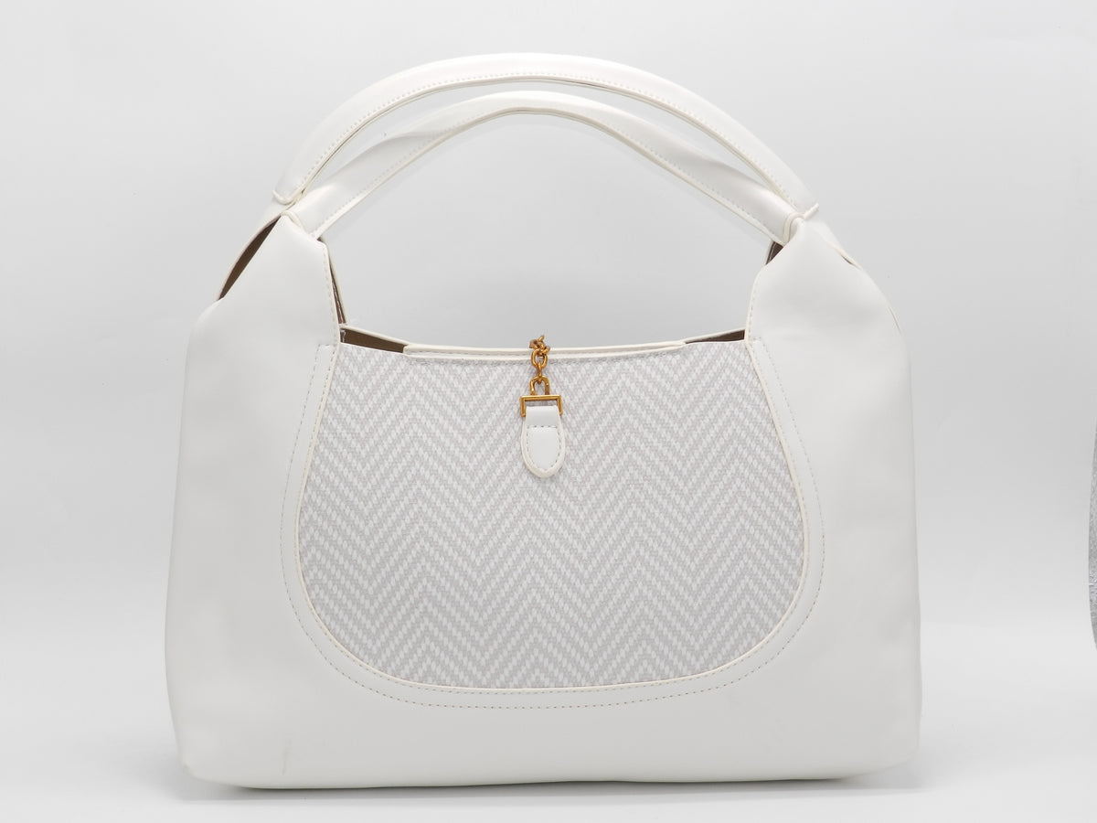 Women's Faux Leather Structured Hobo Bag — White