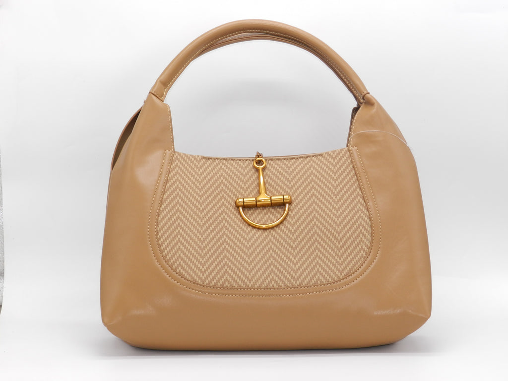 Women's Faux Leather Structured Hobo Bag — Khaki