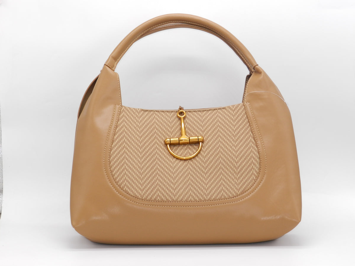 Women's Faux Leather Structured Hobo Bag — Khaki