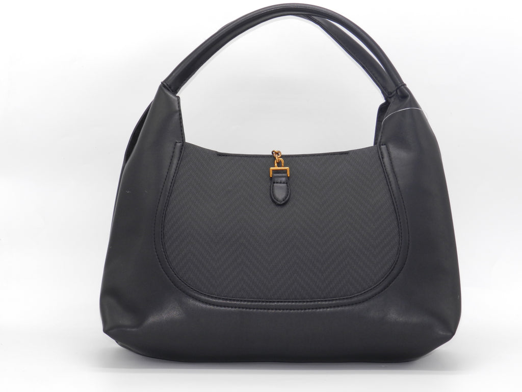 Women's Faux Leather Structured Hobo Bag — Black