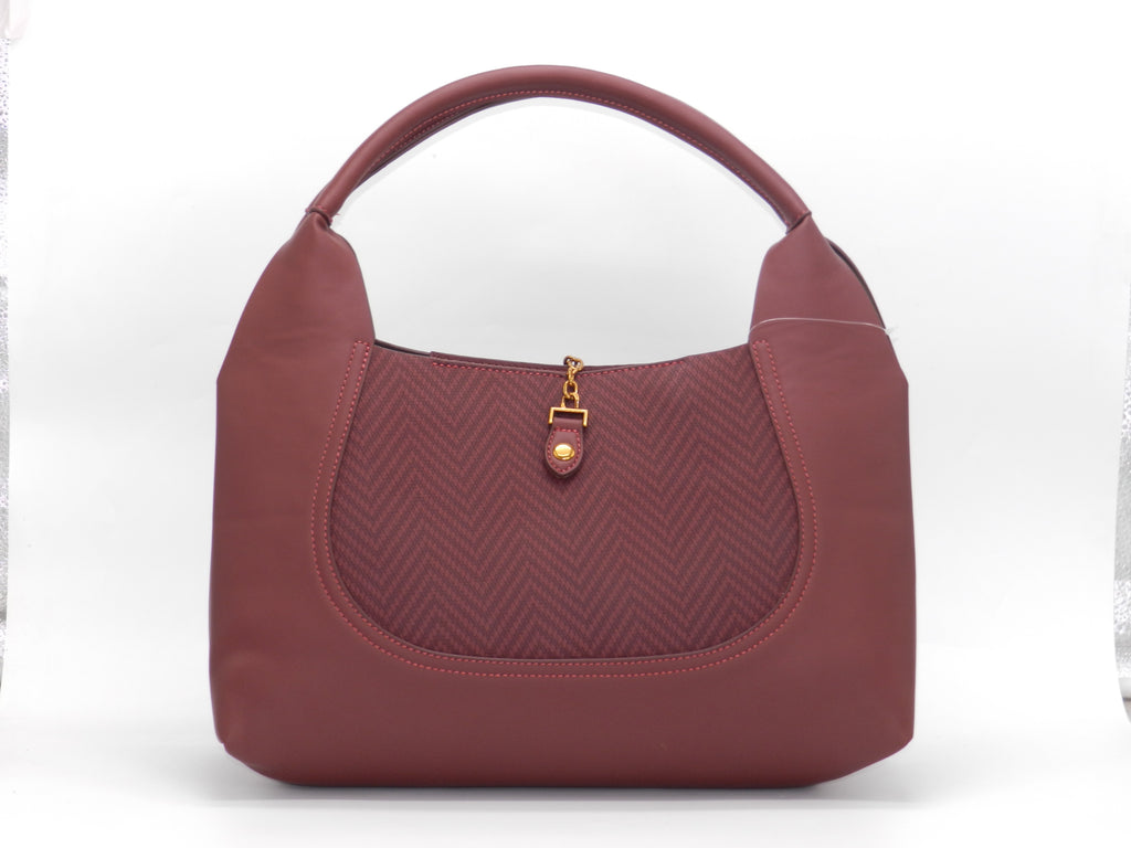 Women's Faux Leather Structured Hobo Bag — Burgundy