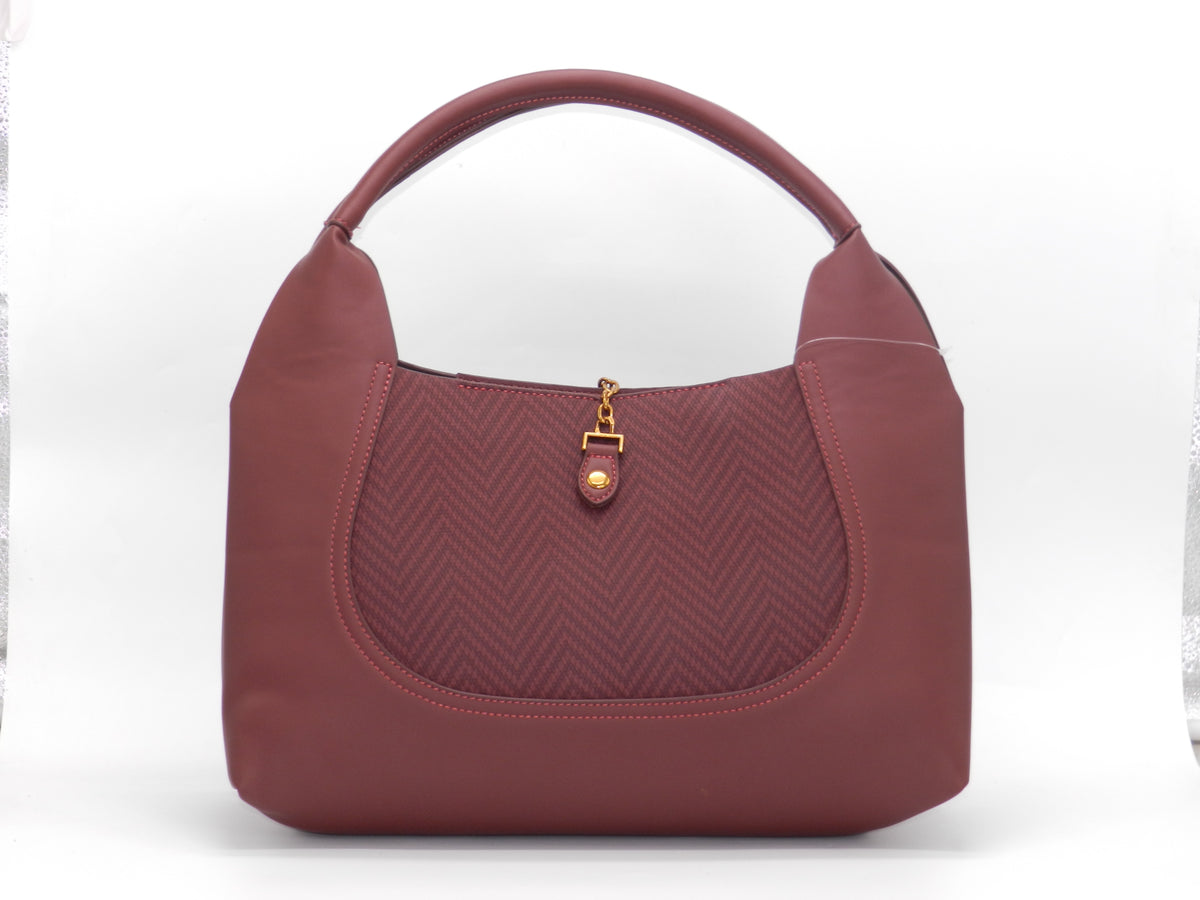 Women's Faux Leather Structured Hobo Bag — Burgundy