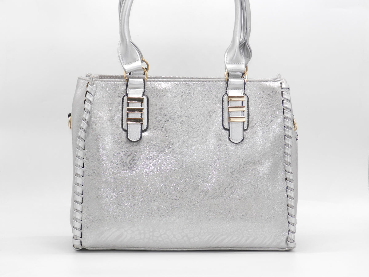 Women's Textured Tote Bag — Silver