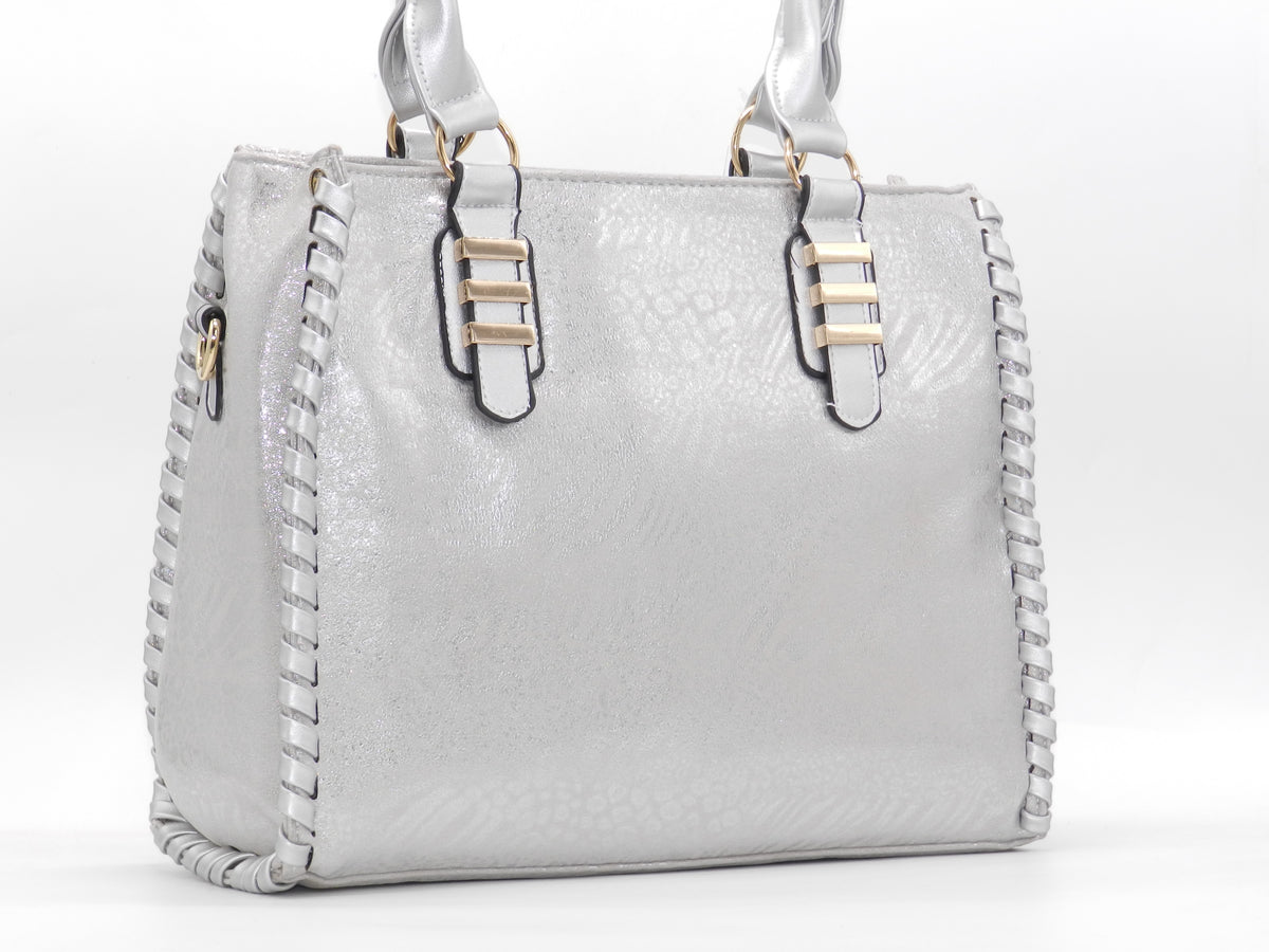 Women's Textured Tote Bag — Silver