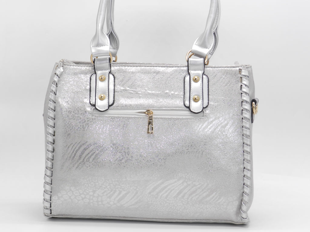 Women's Textured Tote Bag — Silver