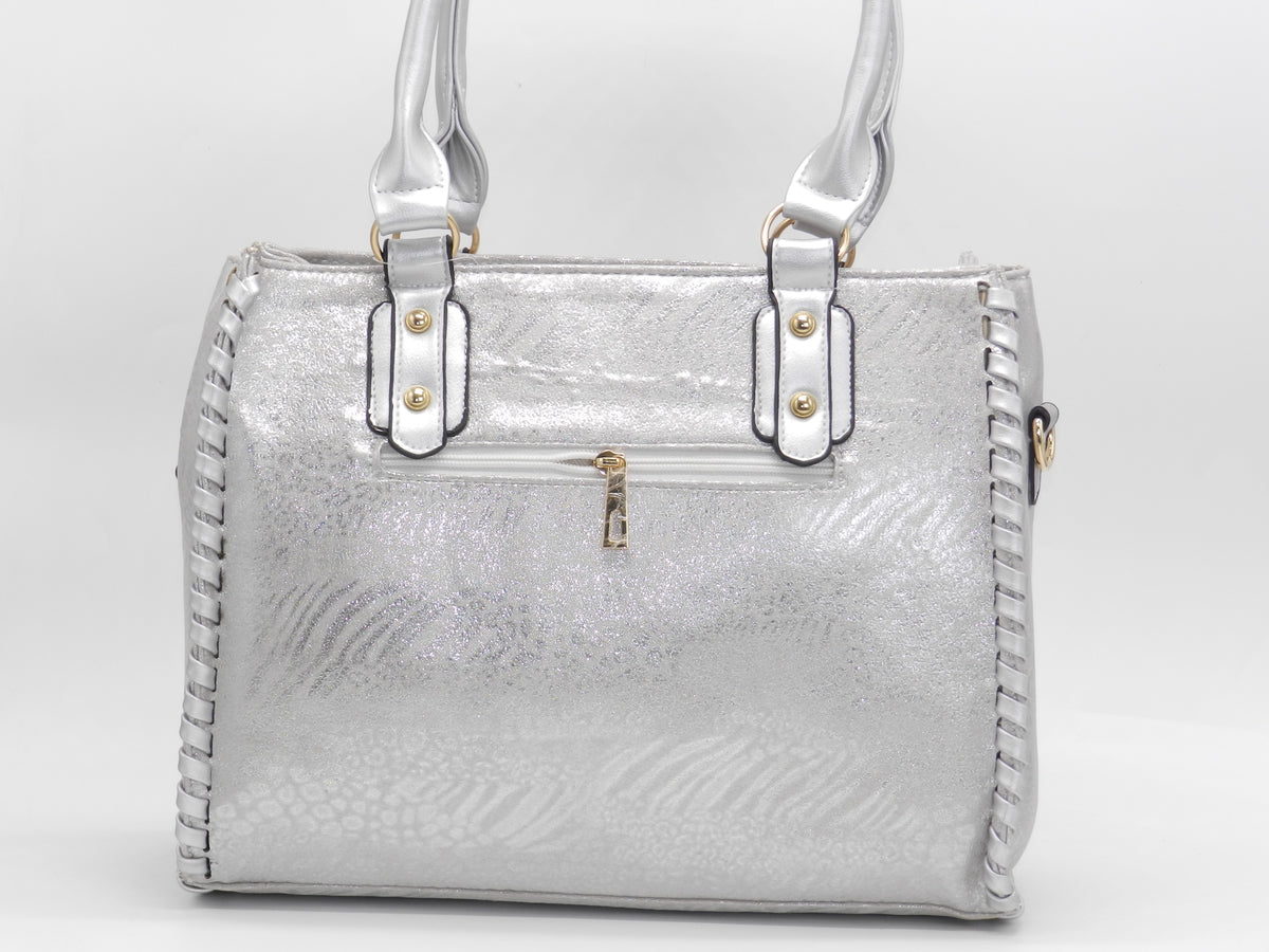 Women's Textured Tote Bag — Silver
