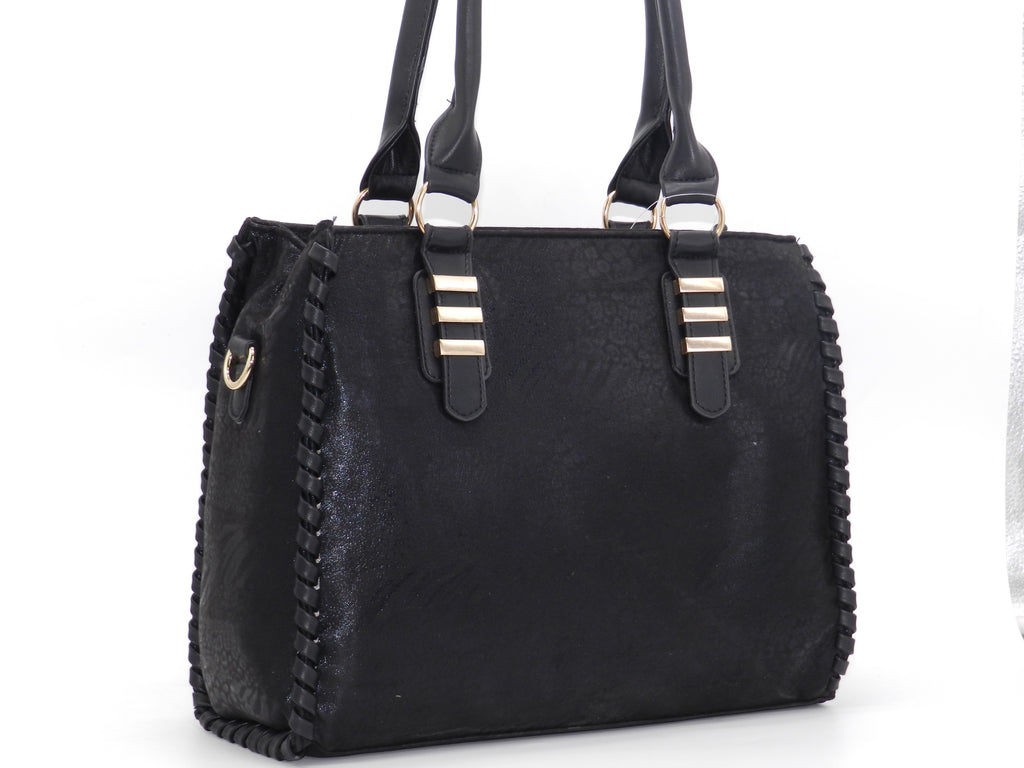 Women's Textured Tote Bag — Black