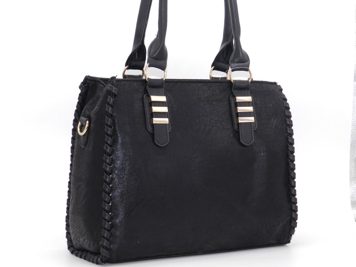 Women's Textured Tote Bag — Black