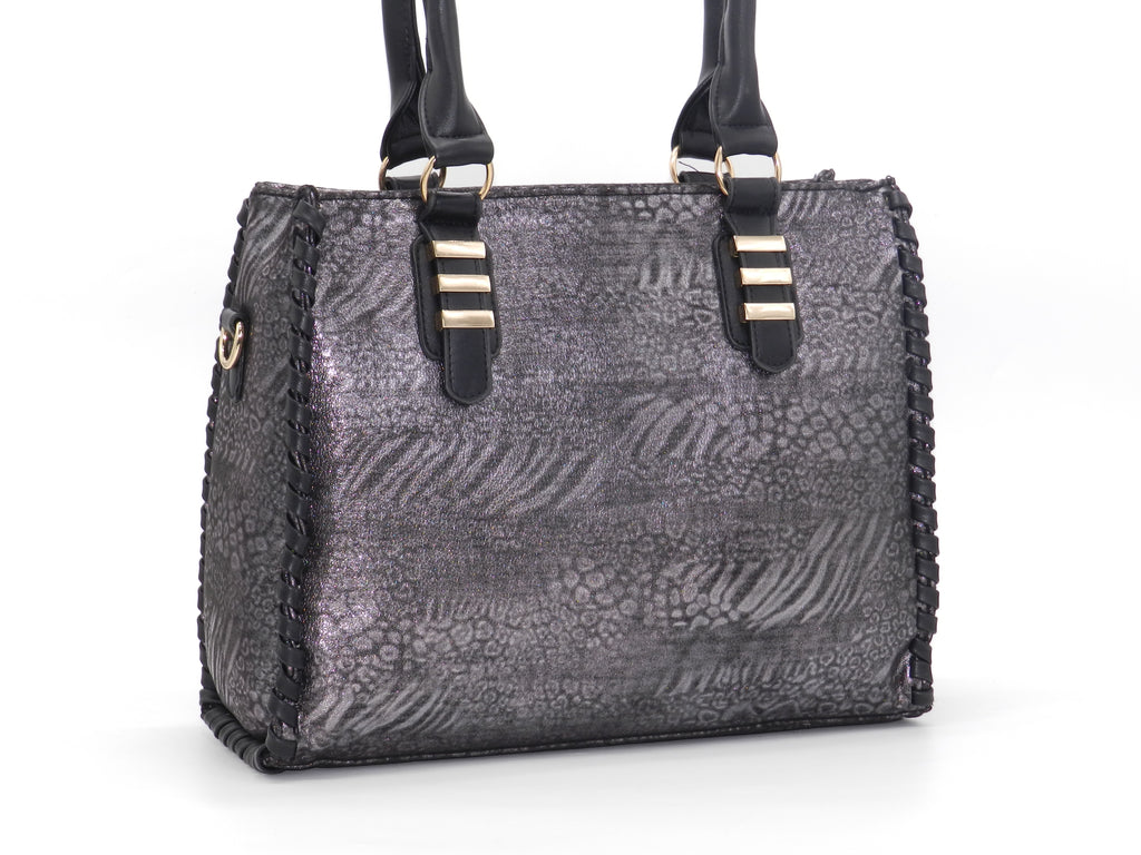 Women's Textured Tote Bag — Gunmetal
