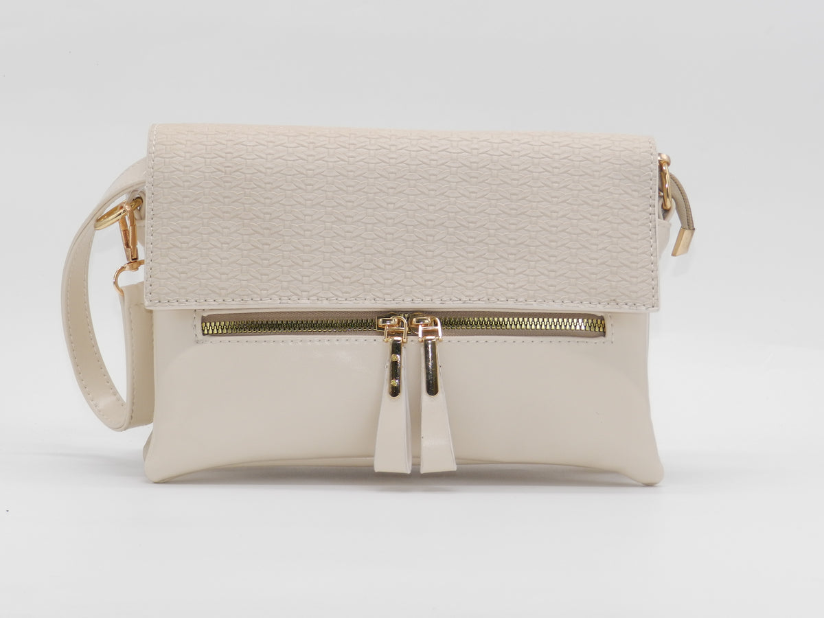 Women's Faux Leather Crossbody Bag — Beige