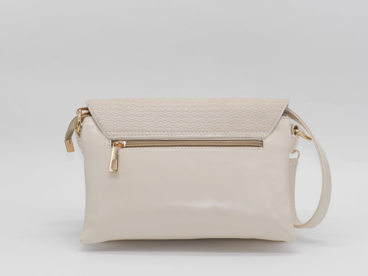 Women's Faux Leather Crossbody Bag — Beige